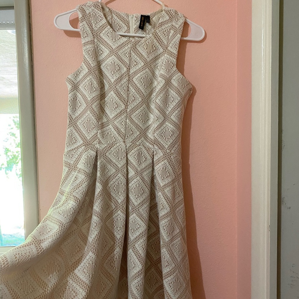 White beige lace dress